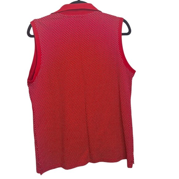 Vtg Tommy Hilfiger Sleeveless Polo Shirt Red White Polka Dot Preppy Golf Top Lg - Picture 2 of 4